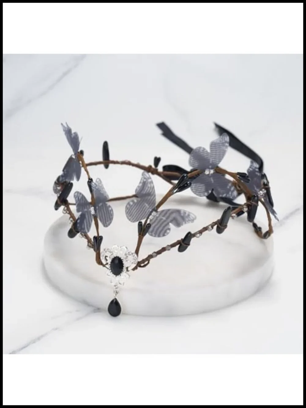 Handmade Butterfly Fairy Crown Elf Headpiece Flower Headband with Crystal for